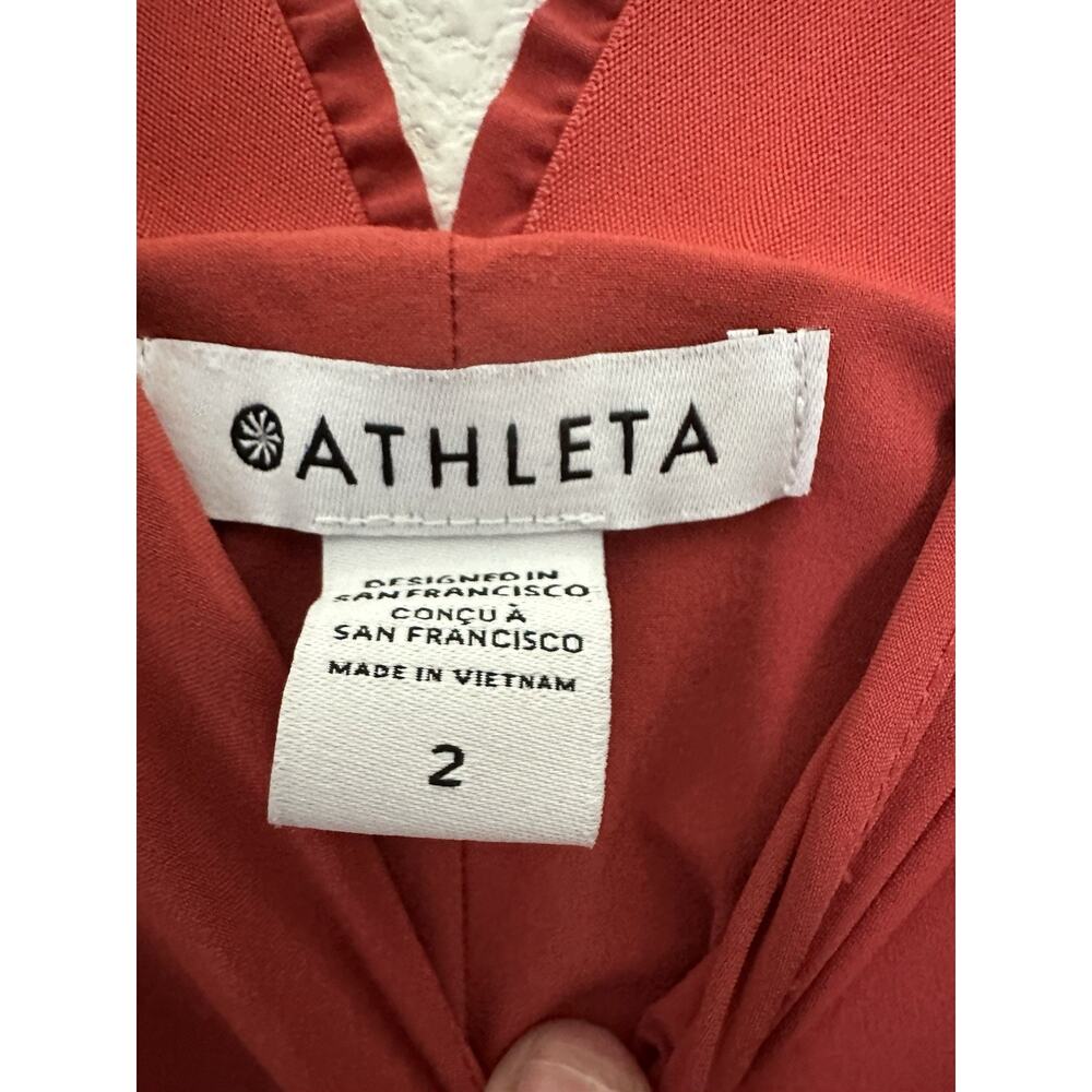 Athleta Size 2 Savannah Jumpsuit Orange Current Red Stretch Wide Leg FLAW READ - Picture 6 of 7